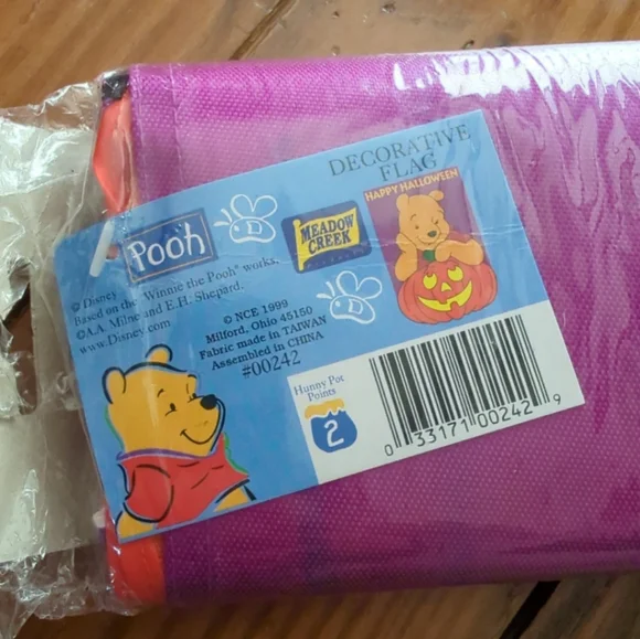 Disney Winnie the Pooh - Pooh On Pumpkin "Happy Halloween" Decorative Flag - Picture 3 of 4